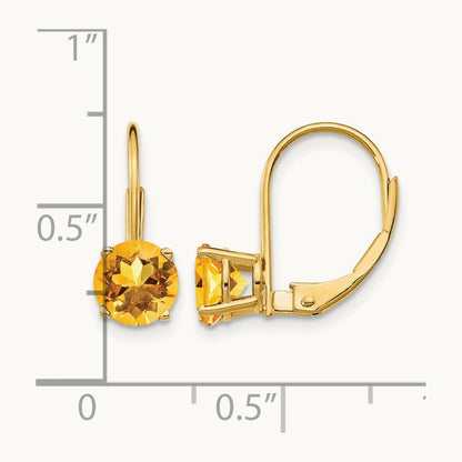 Citrine Leverback Earrings — 6mm