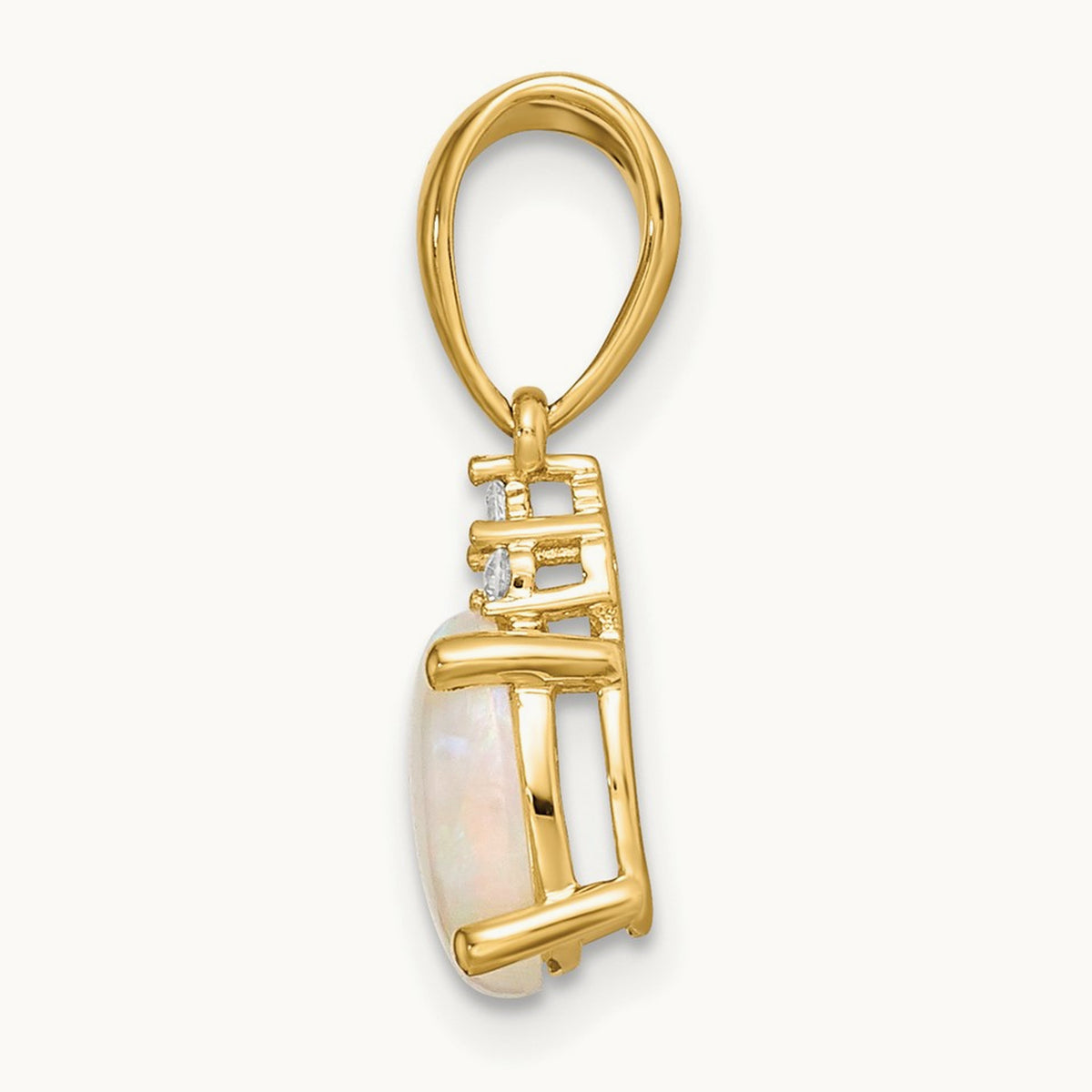 Austrian Opal and Diamond Pendant, 14K