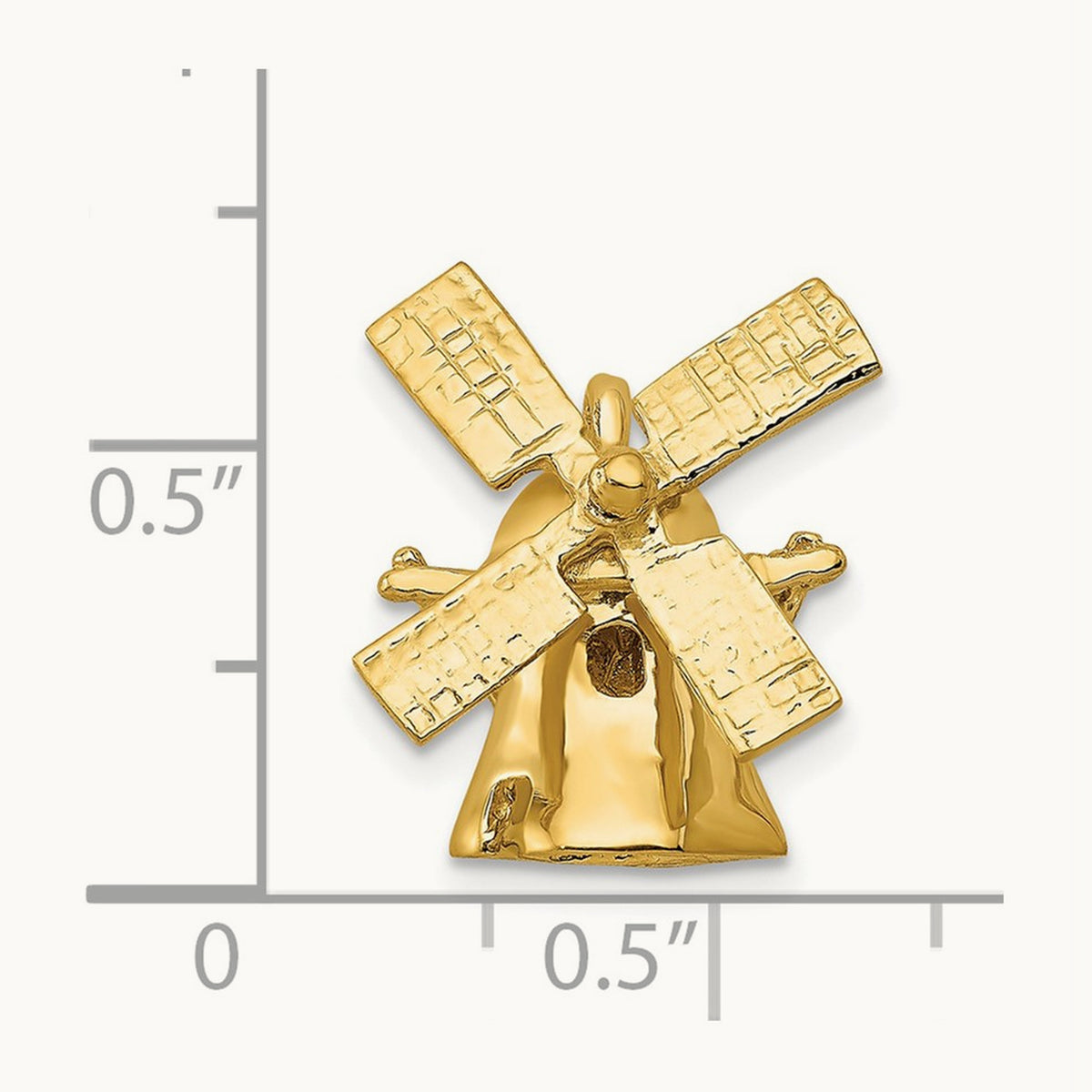 3D Windmill Charm, 14K