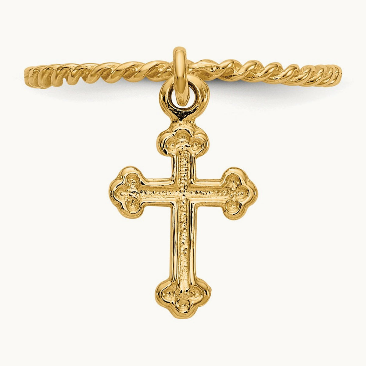Cross Dangle Twisted Band Child's Ring, 14K
