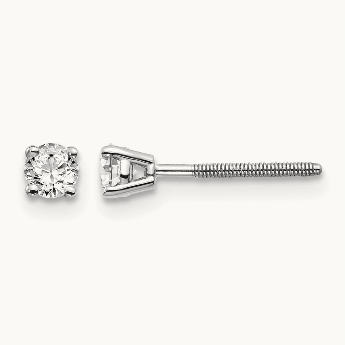 Diamond Stud Thread on/off Post Earrings — 3.2mm