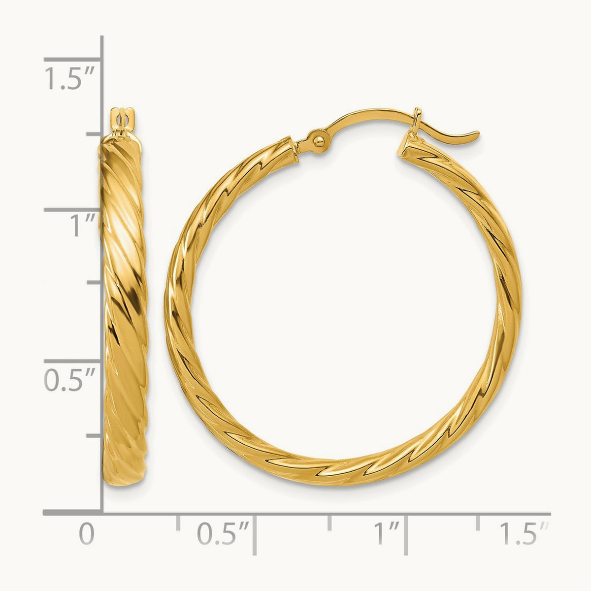 Large Patterned Hoop Earrings — 14K Yellow Gold