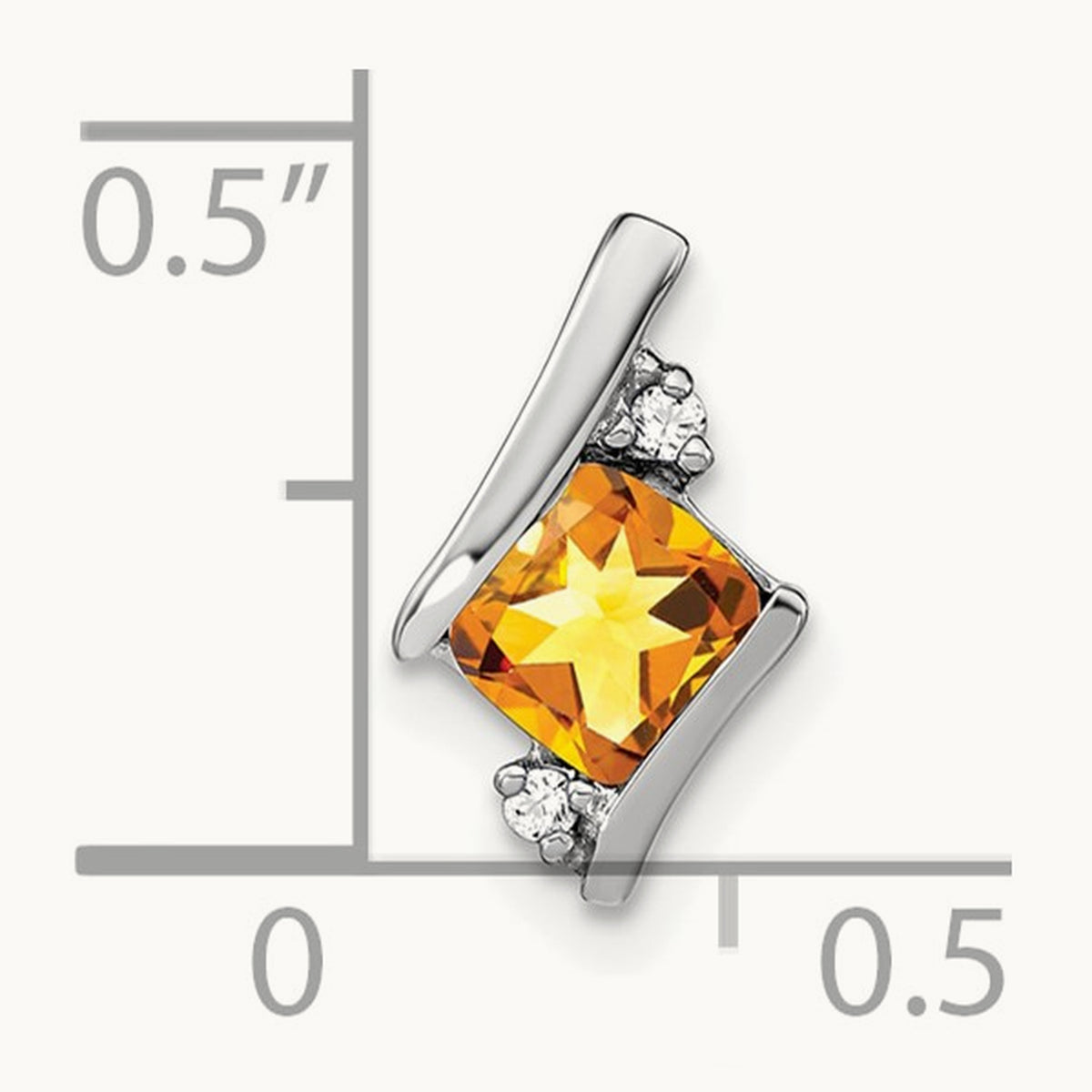Cushion Citrine and Diamond Chain Slide, 14K White Gold