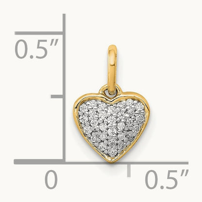 Diamond Heart Pendant — 14K Yellow Gold, 12mm