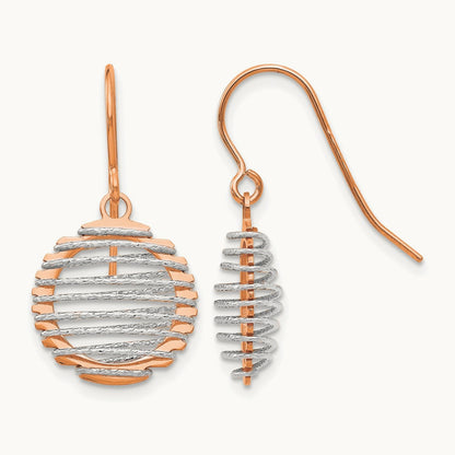 White/Rose Polished Wire Wrapped Dangle Earrings, 14K Two-tone — Leslie's