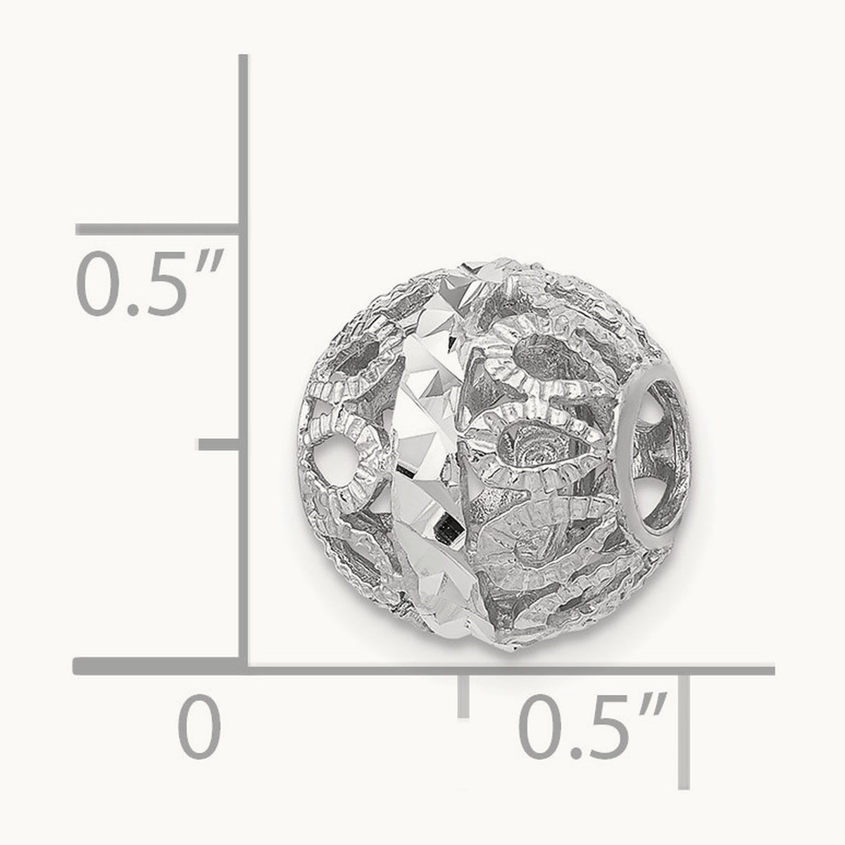 Diamond-cut Filigree Ball Chain Slide — 14K White Gold