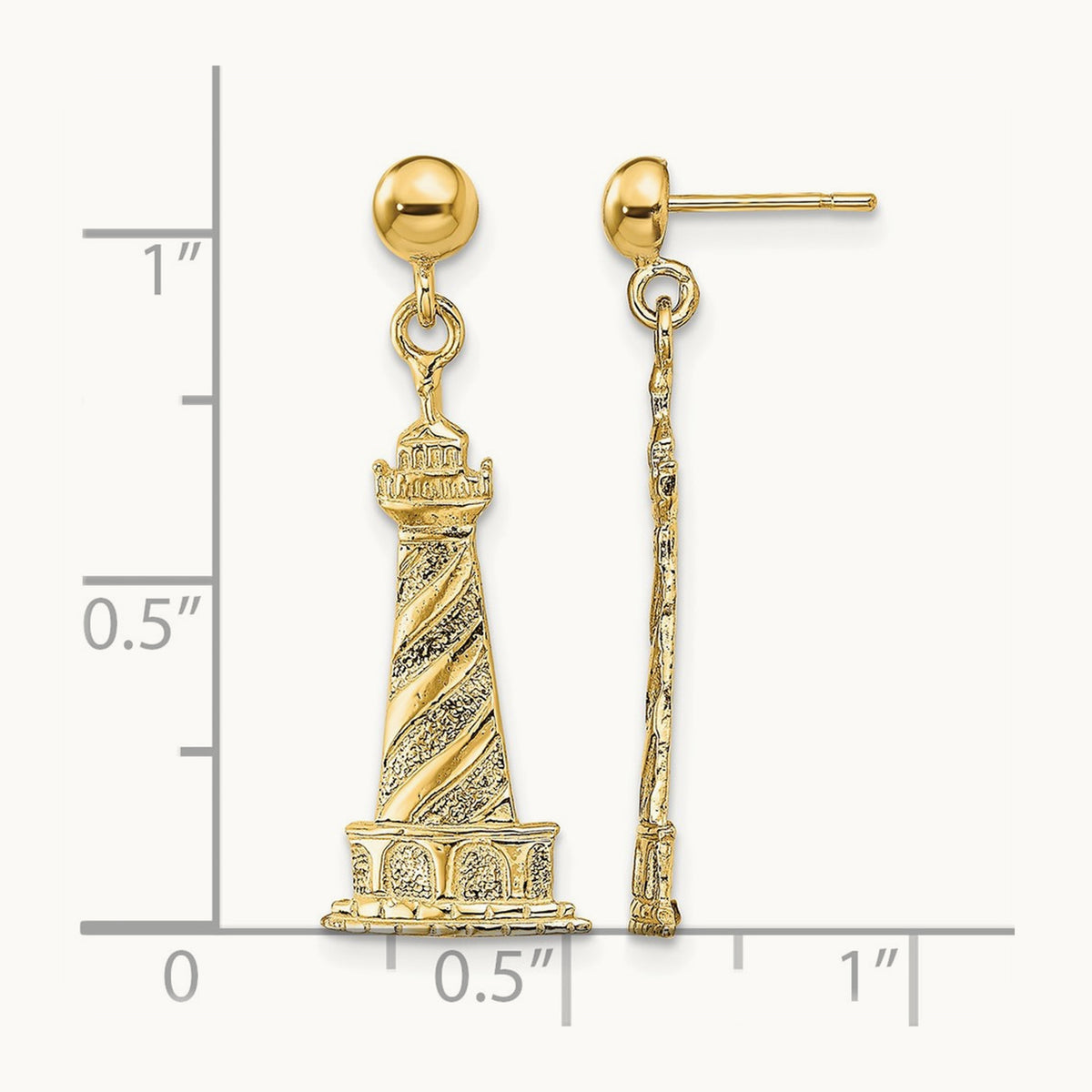 Cape Hatteras Lighthouse Earrings, 14K