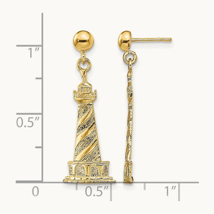 Cape Hatteras Lighthouse Earrings, 14K