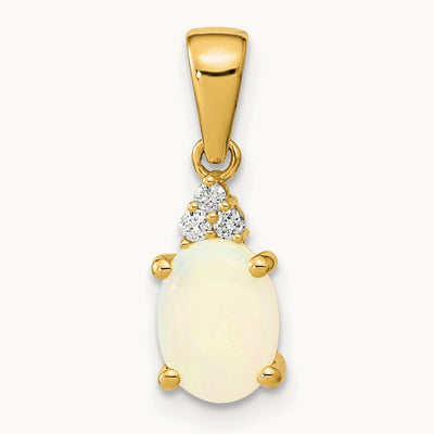 Austrian Opal and Diamond Pendant, 14K