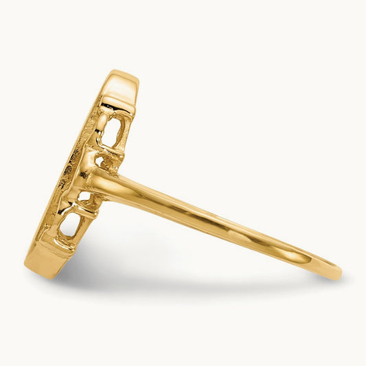 7.0x14. Open Back Signet Ring, 5mm, 14K