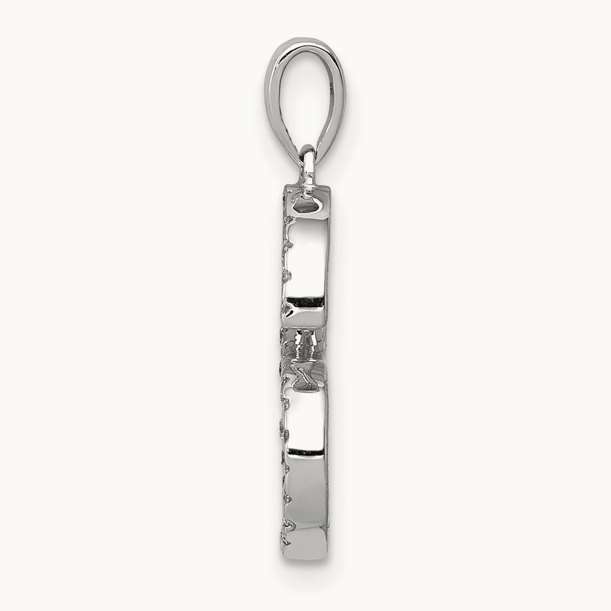 Diamond Letter S Initial Pendant, 14K White Gold