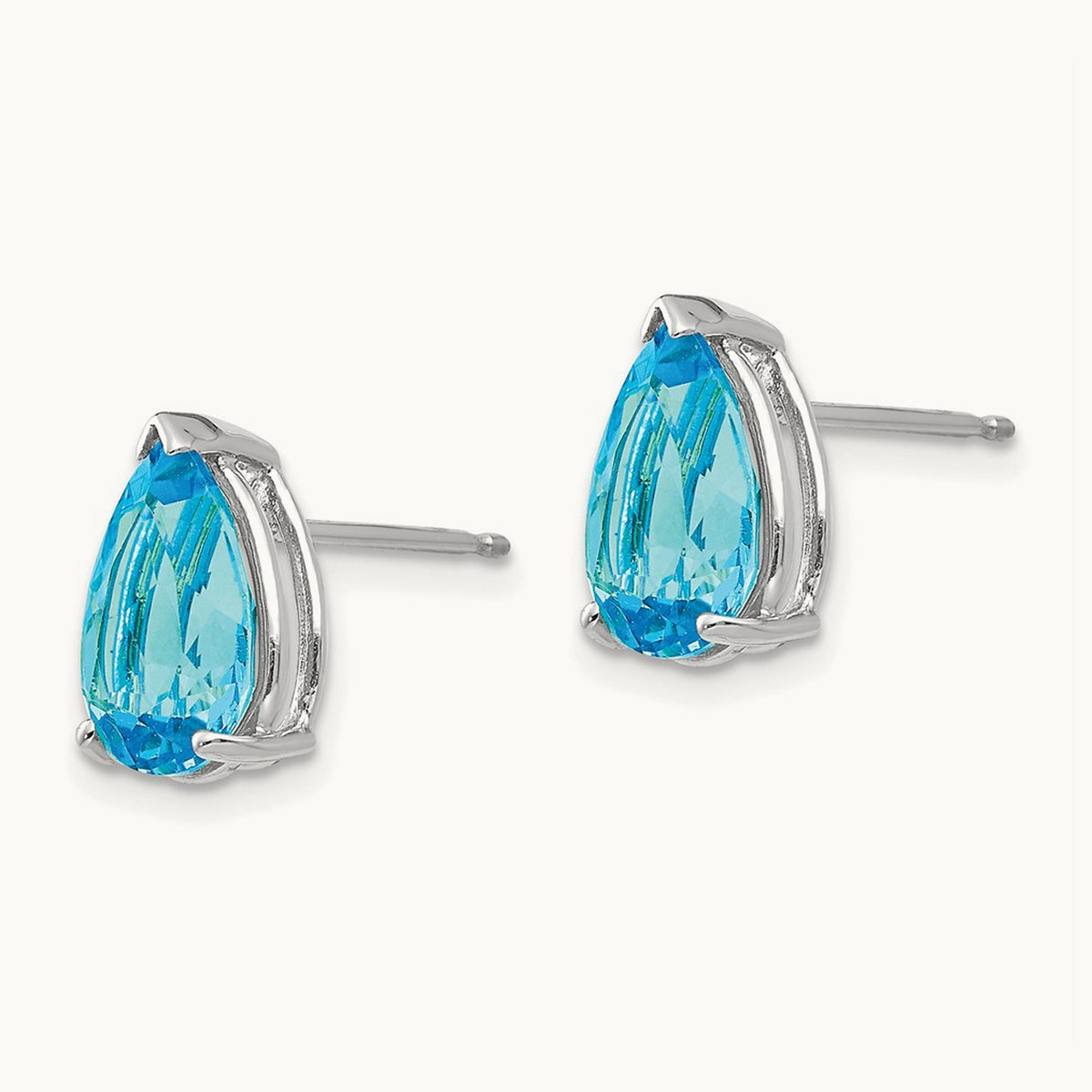 10x7mm Pear Blue Topaz Earrings, 14K White Gold