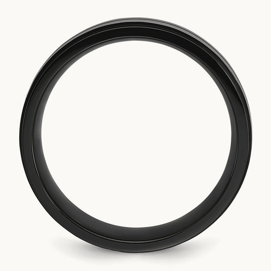 Brushed and Polished Black IP-plated Band, 8mm, Stainless Steel