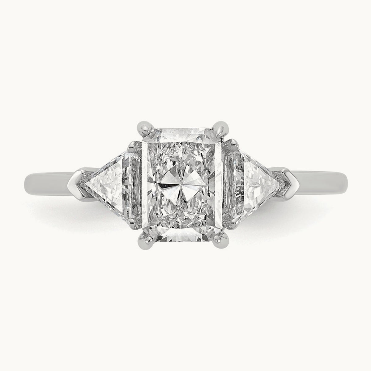 Radiant & Triangle Engagement Ring, 1.25-3.50 ct tw Lab-Grown Diamond — 1 3/8 ct, 14K White Gold