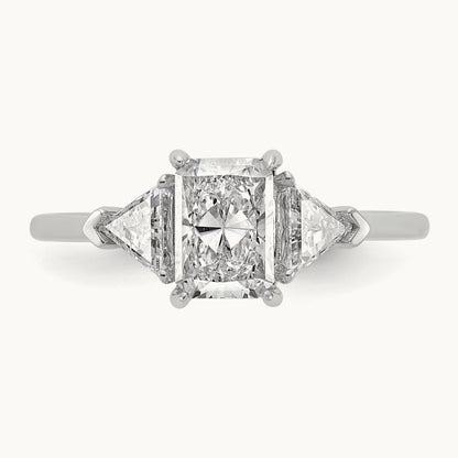 Radiant & Triangle Engagement Ring, 1.25-3.50 ct tw Lab-Grown Diamond — 1 3/8 ct, 14K White Gold