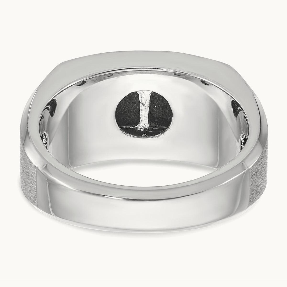 IBGoodman Men's Satin Onyx/Diamond Complete Ring, 14K White Gold