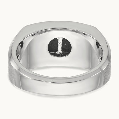 IBGoodman Men's Satin Onyx/Diamond Complete Ring, 14K White Gold