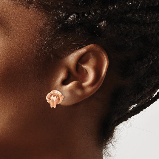 Polished Love Knot Post Earrings — 14K Rose Gold