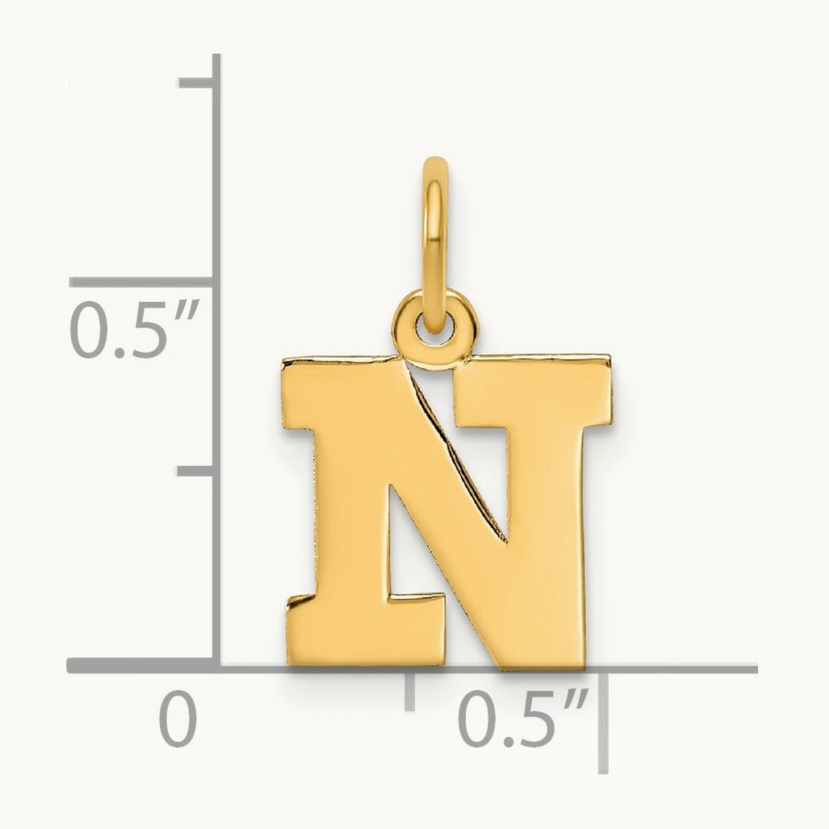 Small Block Initial Charm — 14K Yellow Gold, N