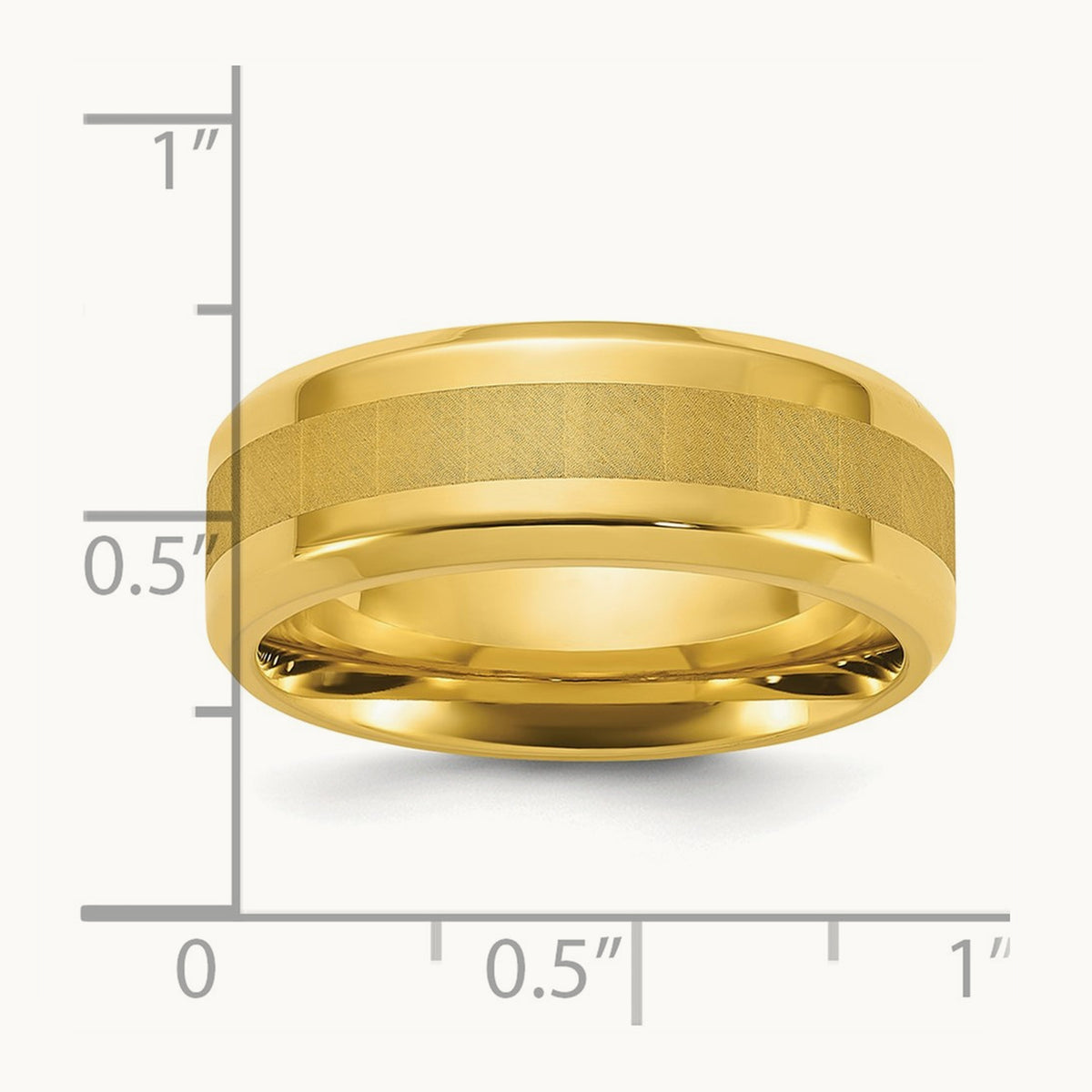 Polished Yellow IP-plated Brushed Center Band, 8mm, Titanium