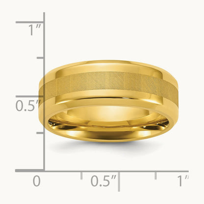 Polished Yellow IP-plated Brushed Center Band, 8mm, Titanium
