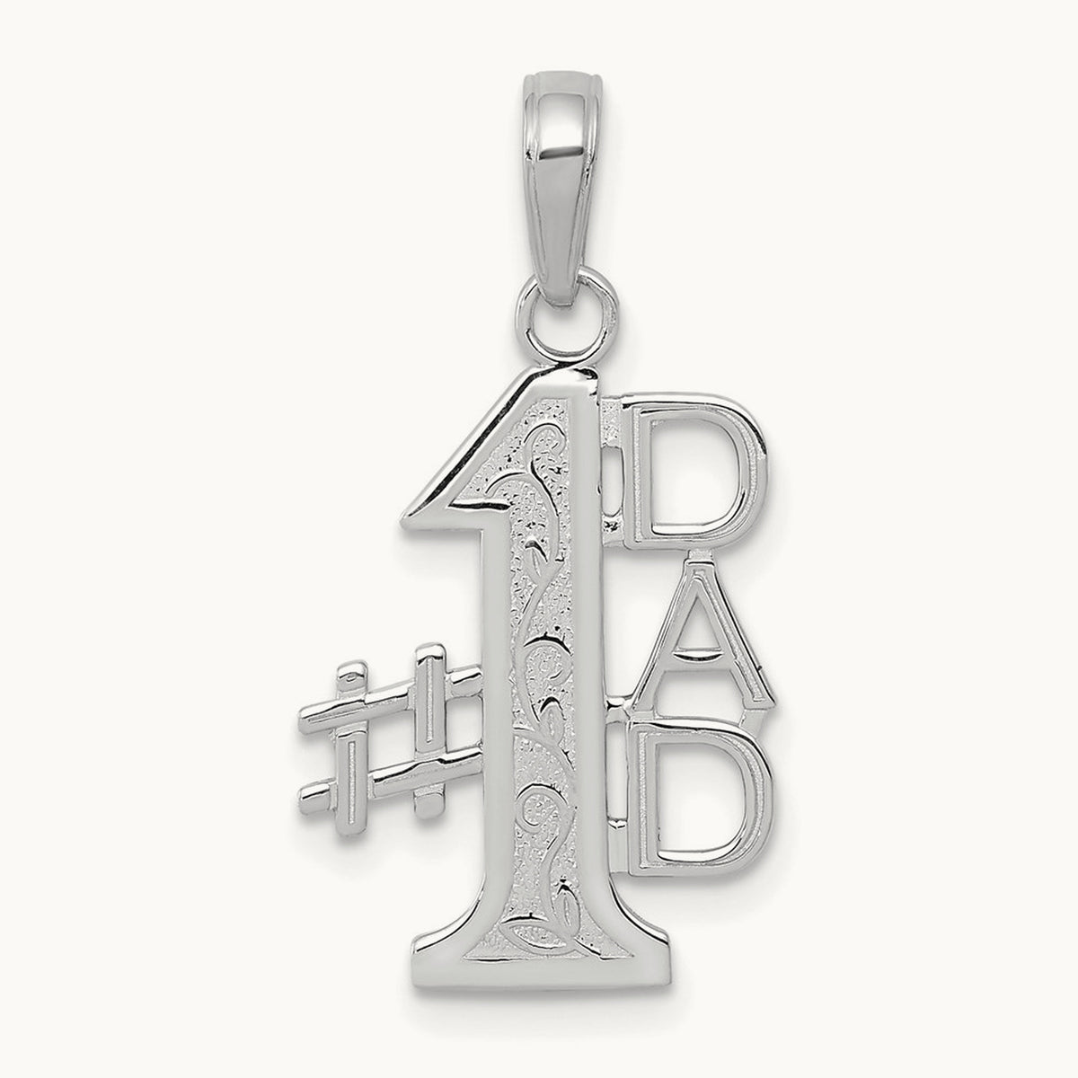 #1 DAD Charm — 14K White Gold, 24.6mm