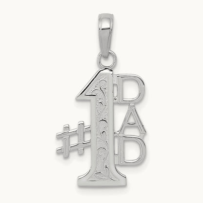 #1 DAD Charm — 14K White Gold, 24.6mm
