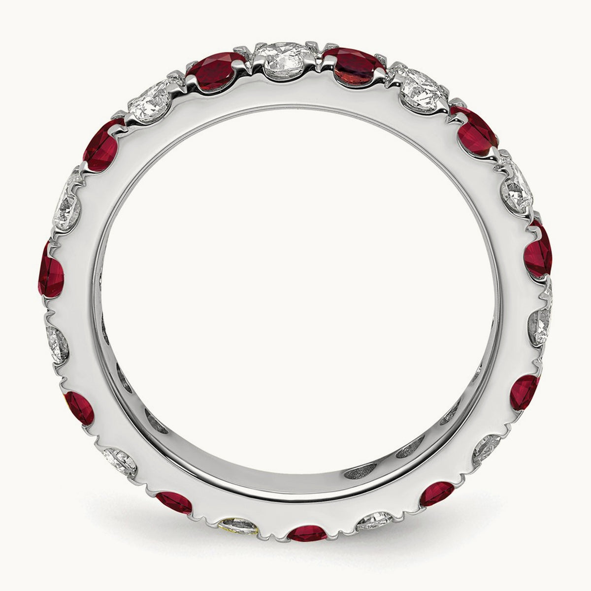Created Ruby Eternity Band — 14K White Gold, 3.25 mm
