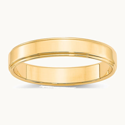 14K Yellow Gold 4mm Flat with Step Edge Wedding Band