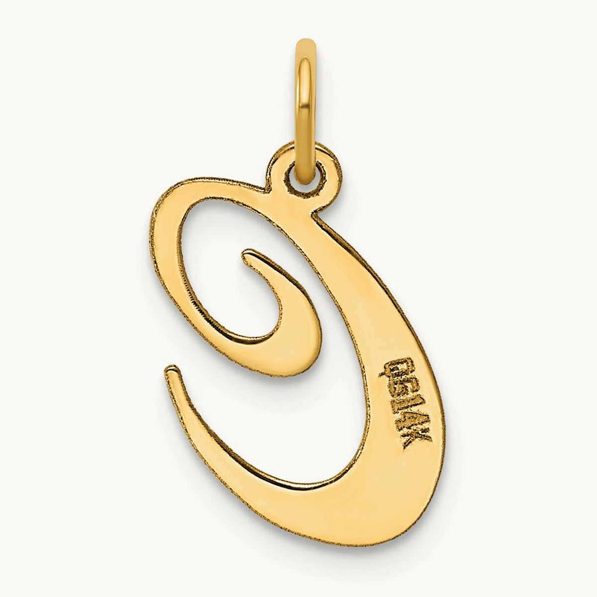 Medium Fancy Script Initial Charm — 14K Yellow Gold, C