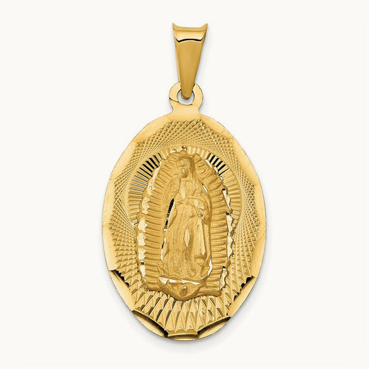 Polished Diamond-cut Lady Of Guadalupe Oval Pendant — 34mm