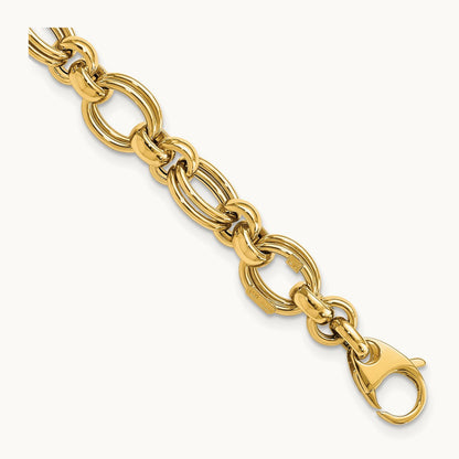 Polished Fancy Link Bracelet, 14K