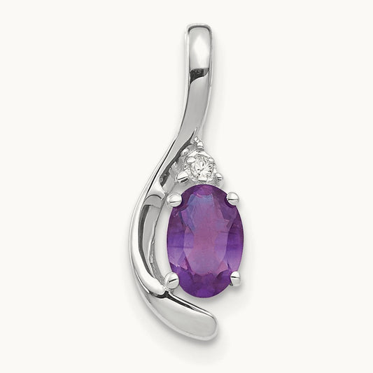 Amethyst and Diamond Pendant — 14K White Gold