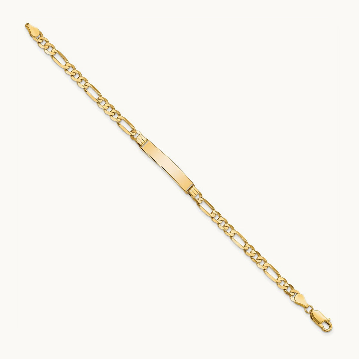 Flat Figaro Link ID Bracelet, 14K