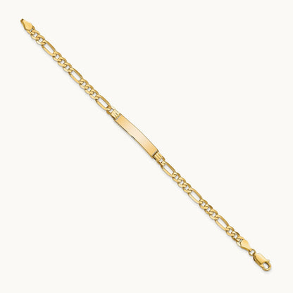 Flat Figaro Link ID Bracelet, 14K