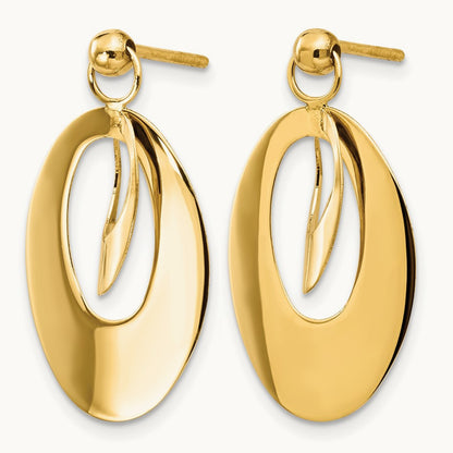 Polished and Scratch Finish Oval Post Earrings, 14K — Leslie's