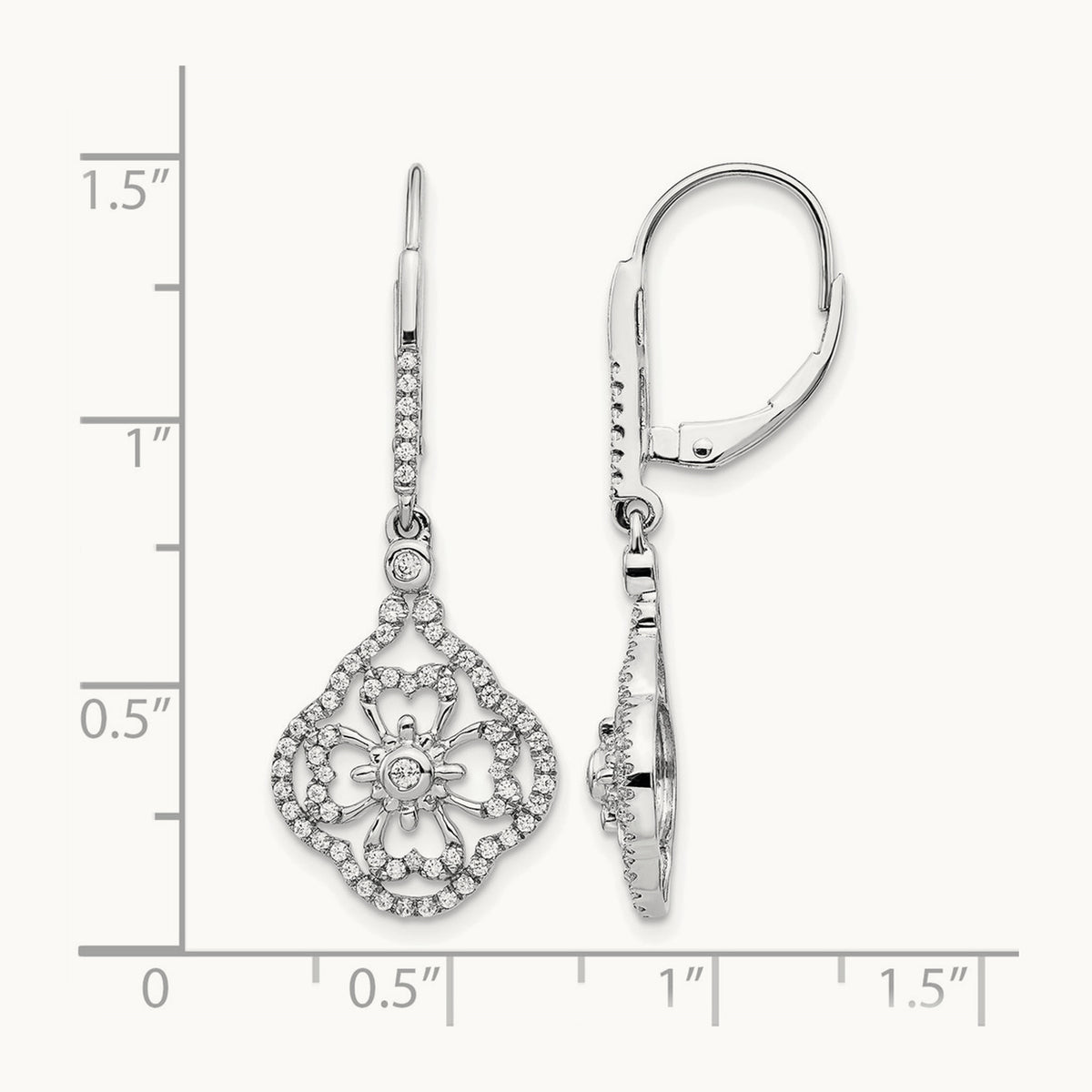 Diamond Fancy Leverback Earrings — 37mm
