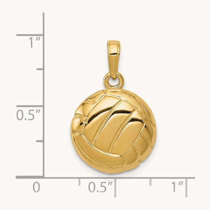 Polished Open-Backed Volleyball Pendant, 14K