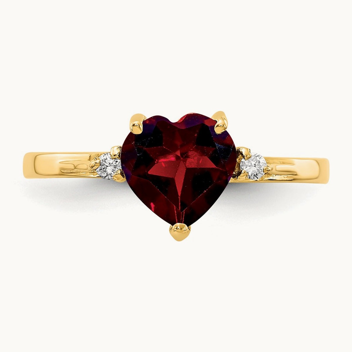 Heart Garnet AA Diamond ring, 7mm, 14K