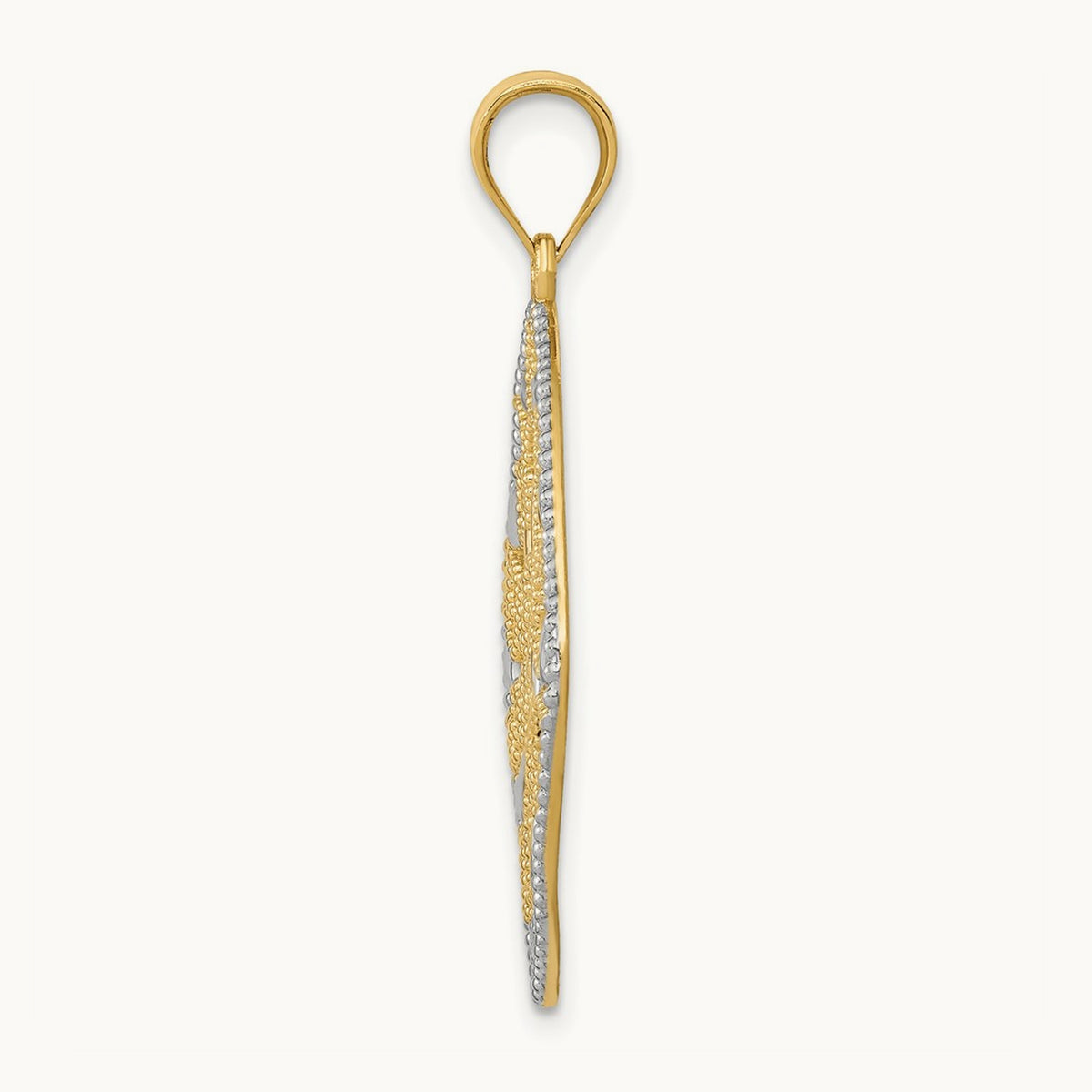 w/Rhodium Diamond-Cut Filigree Swirl Pendant, 14K