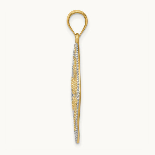 w/Rhodium Diamond-Cut Filigree Swirl Pendant, 14K