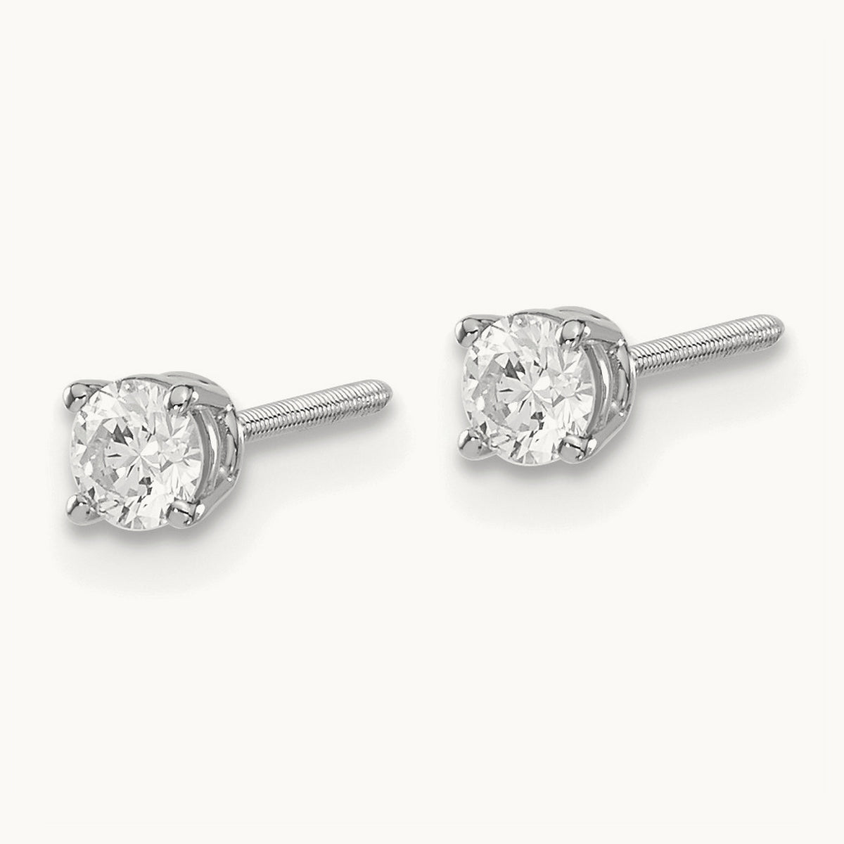 .30ct VS2/SI1 G-I Diamond Stud Thread on/off Post Earrings, 14K White Gold