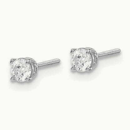 .30ct VS2/SI1 G-I Diamond Stud Thread on/off Post Earrings, 14K White Gold