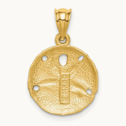 Brushed Diamond-Cut Sand Dollar Pendant, 14K