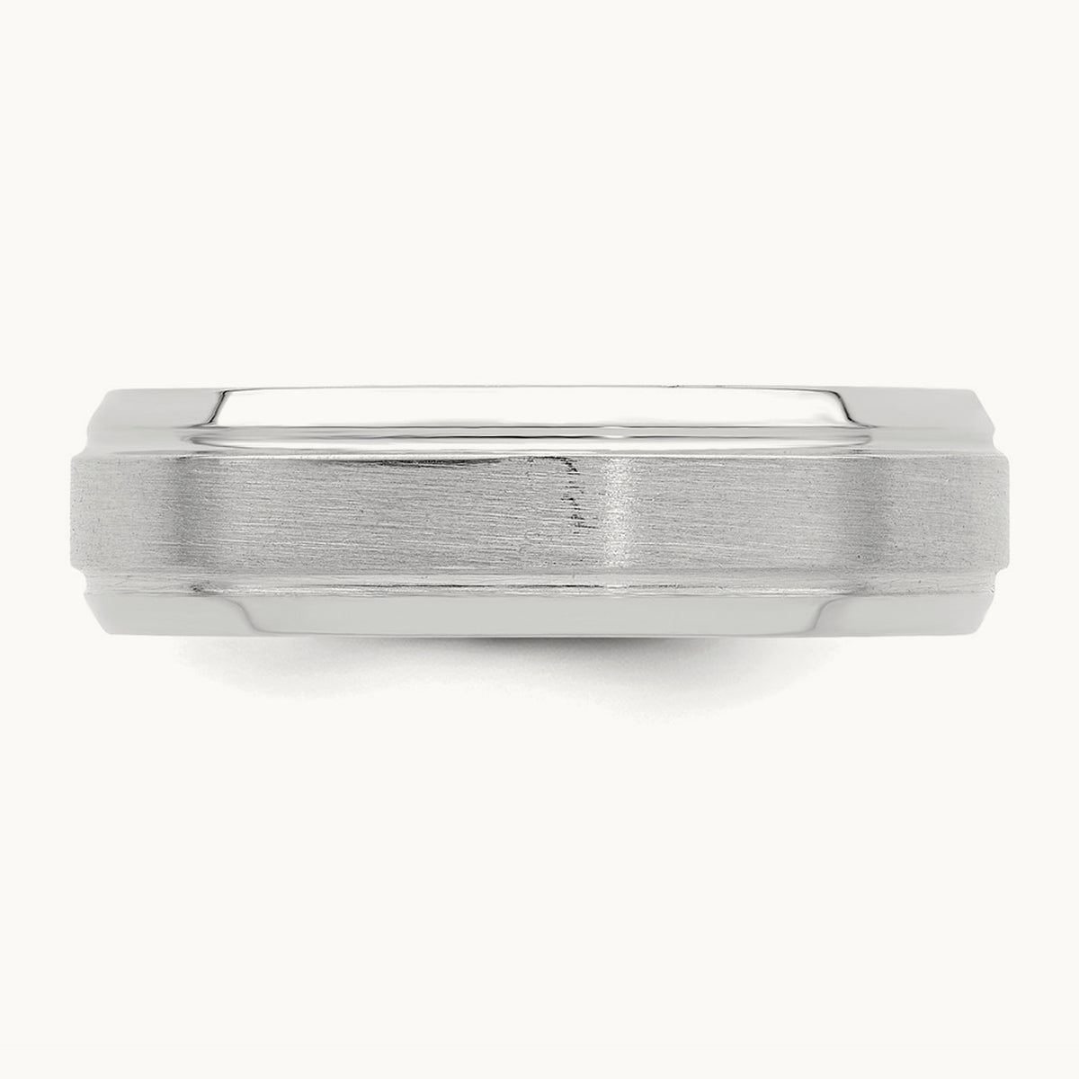 Standard Comfort Fit Brush Satin Fancy Band, 14K White Gold