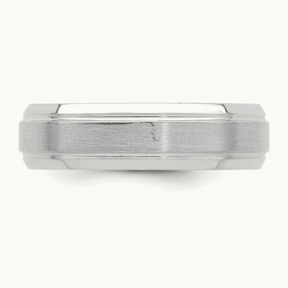 Standard Comfort Fit Brush Satin Fancy Band, 14K White Gold