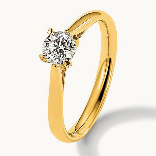 Round Solitaire Ring, 0.25-1.00 ct tw Lab-Grown Diamond — 1/4 ct, 14K Yellow Gold
