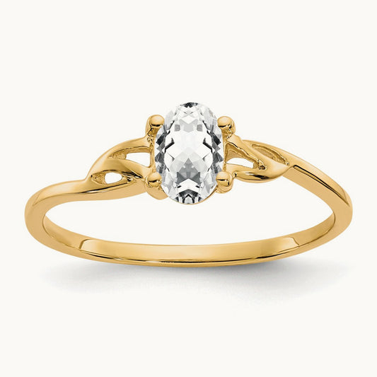 Topaz Birthstone Ring, 14K White