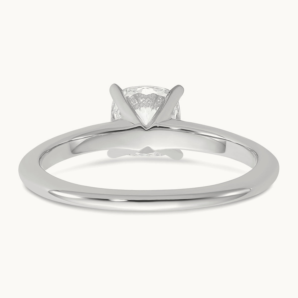 1ct Cert Lab Grown Diamond VS+ F+ Cushion Comp Solitaire Eng Ring, 14K White Gold