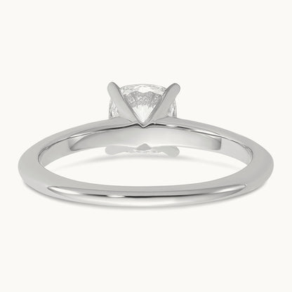 1ct Cert Lab Grown Diamond VS+ F+ Cushion Comp Solitaire Eng Ring, 14K White Gold